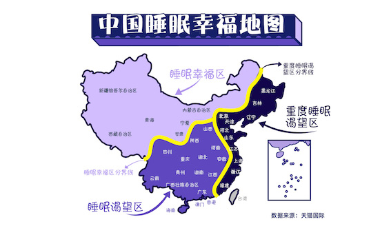 618天猫国际睡眠地图:面朝大海辗转反侧 经度越往西睡得越香